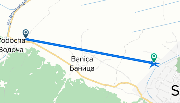 FH2W+G7J, Водоча to CJWH+G6H, Струмица