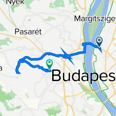 Szent István körút 10., Budapest to Kissvábhegyi út 2., Budapest