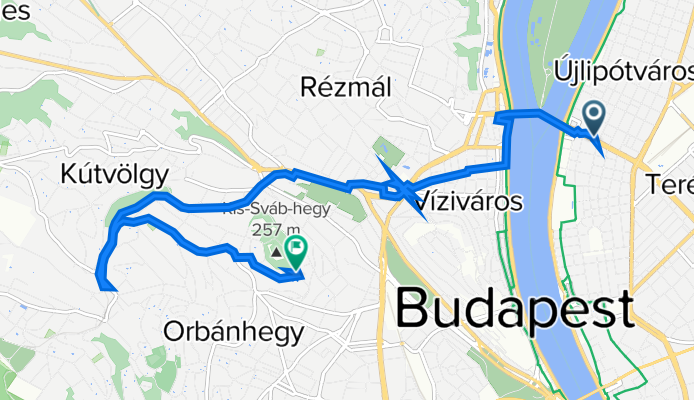 Szent István körút 10., Budapest to Kissvábhegyi út 2., Budapest