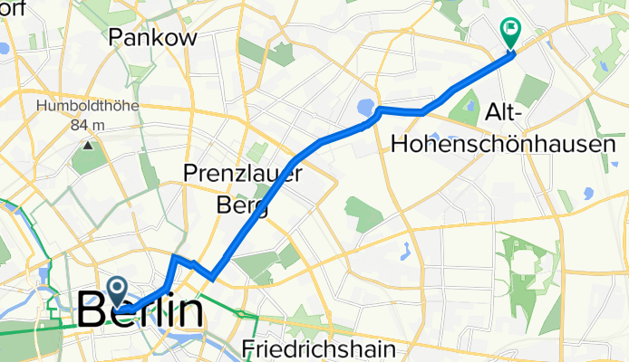 Dorotheenstraße 21, Berlin nach Prerower Platz 3, Berlin