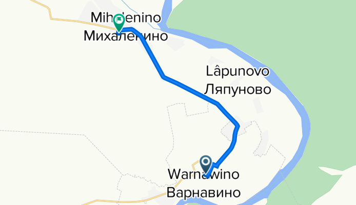 От Нижегородская улица 28, Варнавино до Школьная улица 4, Михаленино