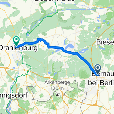 Bernau bei Berlin nach Bernauer Straße 18A, Oranienburg