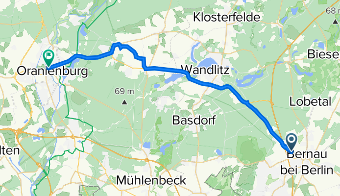 Bernau bei Berlin nach Bernauer Straße 18A, Oranienburg