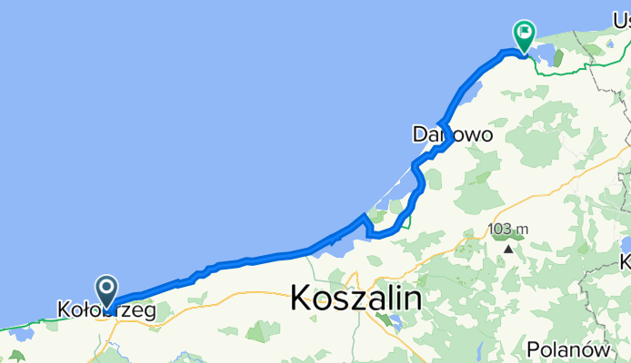 Ratuszowa 13, Kołobrzeg do Rybacka 3–9, Postomino