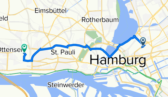 Steindamm 102, Hamburg nach Kleine Rainstraße 26, Hamburg