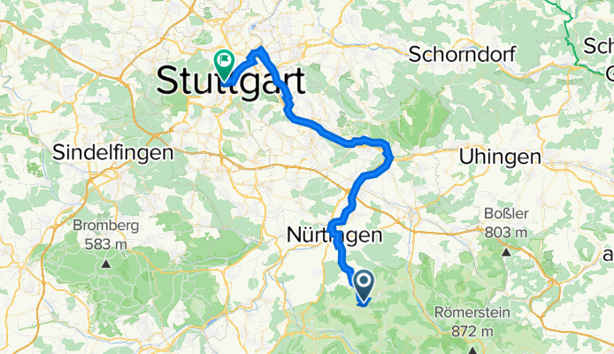 Adolf-Feucht-Weg 2, Neuffen nach Gymnasiumstraße 52, Stuttgart