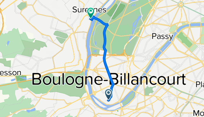 17 Traverse Jules Guesde, Boulogne-Billancourt à 2 Allée de Longchamp, Suresnes