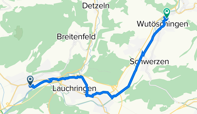 Schlesierstraße 12, Waldshut-Tiengen nach Poststraße 5, Wutöschingen