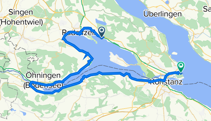Straße ohne Straßennamen, Reichenau nach Fohrenbühlweg 50, Konstanz 4. Campingplatz