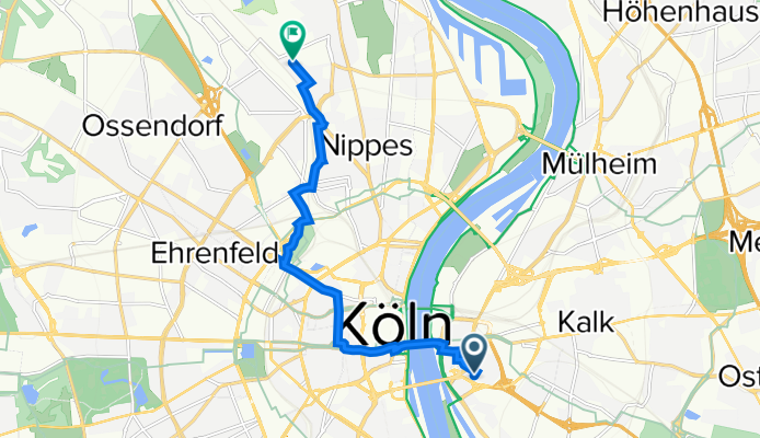 Tenktererstraße 3, Köln nach Neue Kempener Straße 315, Köln