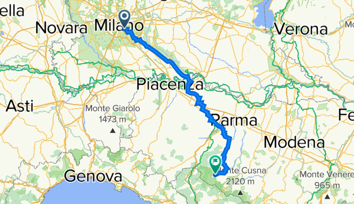 Via Romualdo Bonfadini 93, Milan to Strada Provinciale del Confine Massese 12, Monchio delle Corti