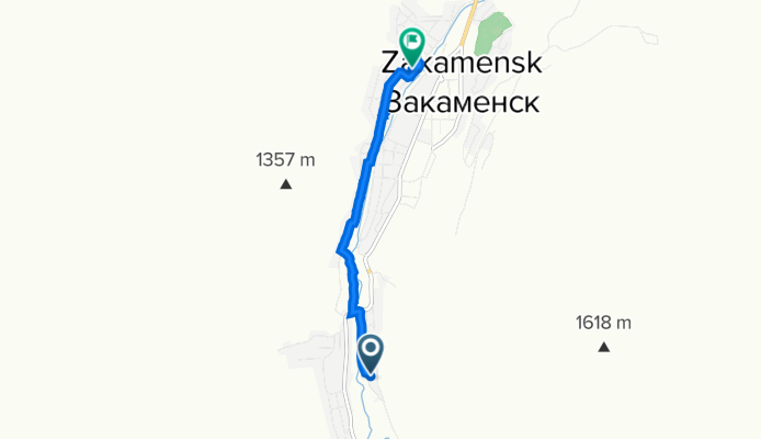 Малагарская улица, 23, Закаменск до набережная улица, 1А, Закаменск