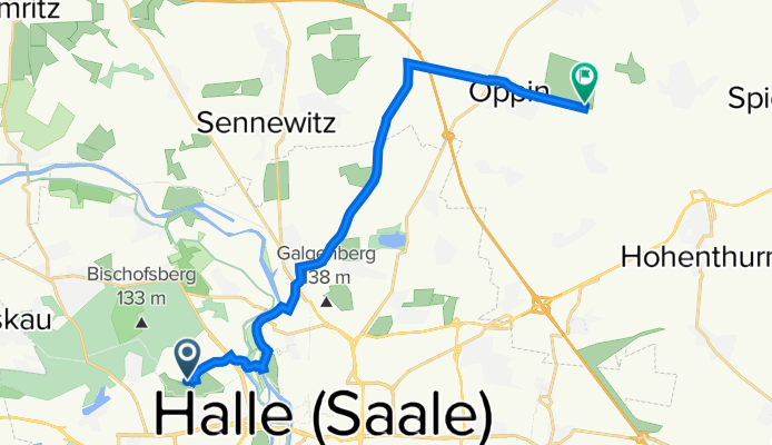 Smaragdweg 21, Halle (Saale) nach Oppin, Flugplatz, Landsberg