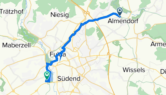 Philipp-Engel-Straße 34, Petersberg nach Olympiastraße 12, Fulda