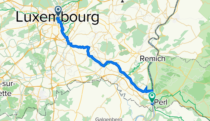 Rue du Palais de Justice 4, Luxembourg nach Route du Vin 47, Schengen