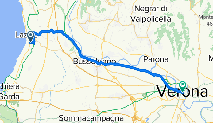 Via Piave 11, Lazise nach Via degli Alpini 13, Verona