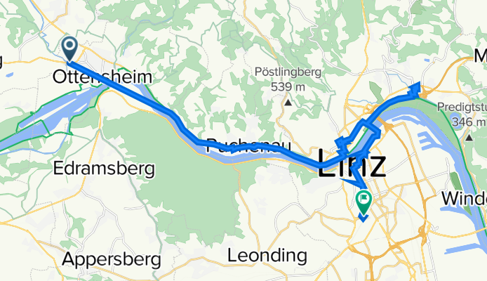 Höflein 20 to Bahnhofplatz 3-6, Linz