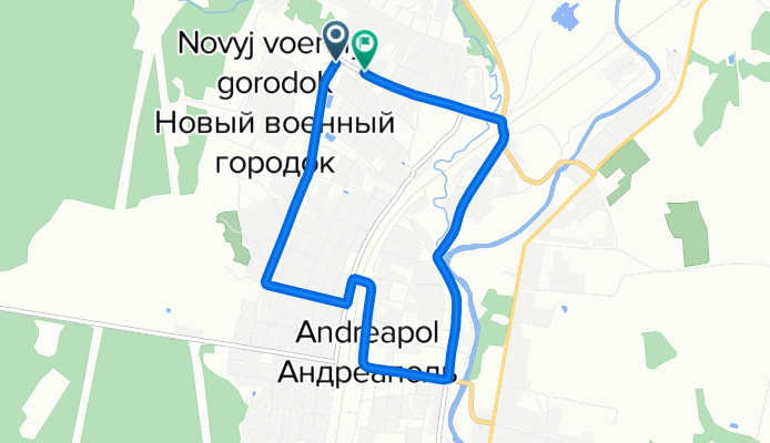 От улица Луговая 2А, Андреаполь до улица Строителя 15, Андреаполь