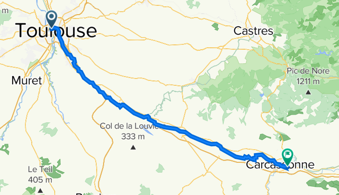 D14 Toulouse-Cascassonne, s post. 106 km