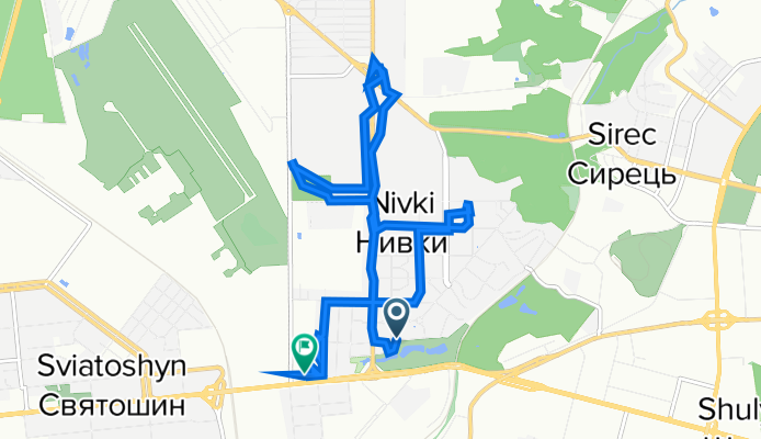 От вулиця Марка Безручка 21/2, Київ до проспект Перемоги 96, Київ