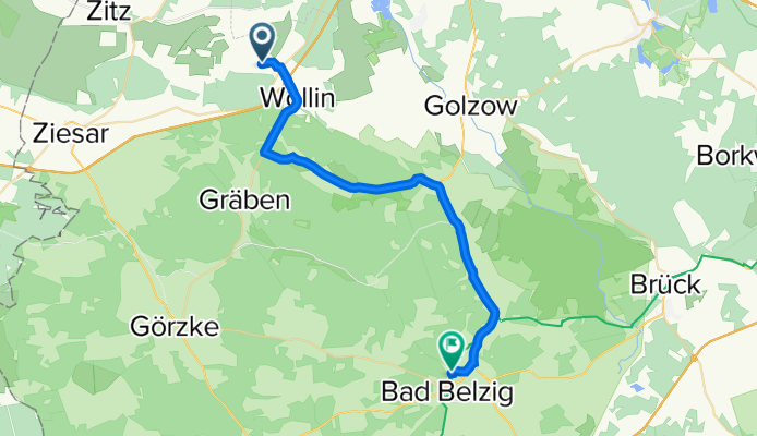 Wenzlower Dorfstraße 32, Wenzlow nach Zum Kiefernweg 23, Bad Belzig