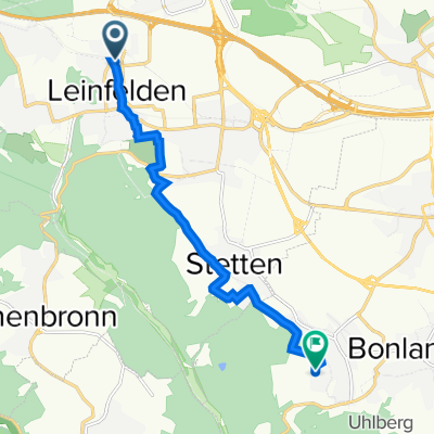 Stuttgarter Straße 80, Leinfelden-Echterdingen nach Hauweg 1, Filderstadt