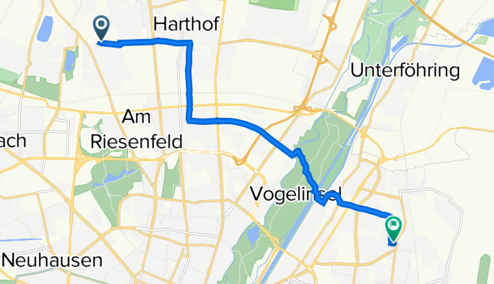 Robinienstraße 66, München nach Freischützstraße 17, München