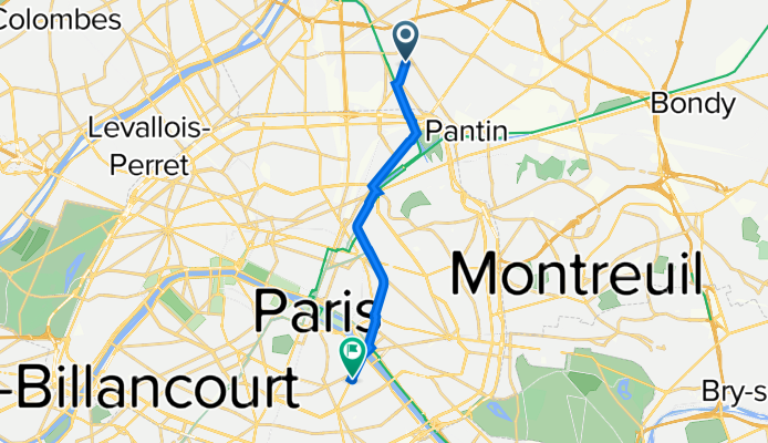 De Avenue Victor Hugo 156, Aubervilliers à Boulevard de l'Hôpital 87, Paris