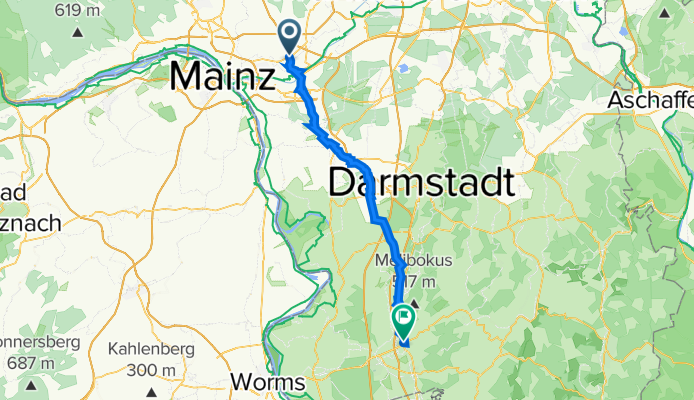 Taunusstraße 16, Flörsheim am Main nach Rodensteinstraße, Bensheim