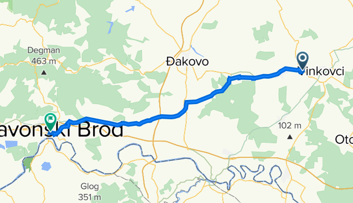 Ulica Alojzija Stepinca 242, Vinkovci to Trg Hrvatskog Proljeća 4, Slavonski Brod
