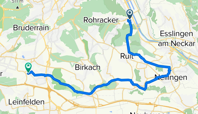 Ruiter Straße 10, Stuttgart nach Lohäckerstraße 9, Stuttgart
