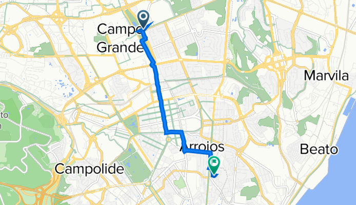 De Campo Grande 258a, Lisboa a Rua do Zaire 22A, Lisboa