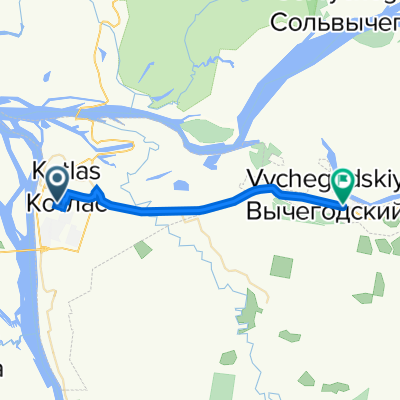 От улица Кузнецова д.5, Котлас до улица Энгельса 19/2, Вычегодский