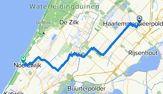 Kalorama 23, Hoofddorp naar Huis ter Duinstraat, Noordwijk