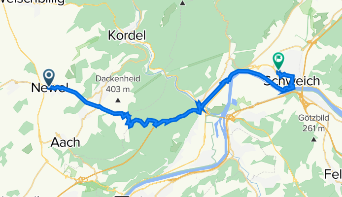 Bitburger Straße 22, Newel nach Bei den Weiden 7A, Schweich