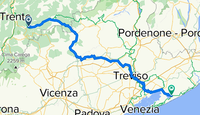 Via dei Pescatori 1, Calceranica al lago nach Via Mantegna 2, Jesolo