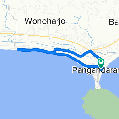 Jalan Pantai Timur, Kecamatan Pangandaran to Jalan Pantai Timur, Kecamatan Pangandaran