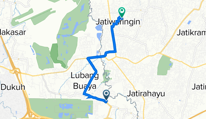 PW26+468, Kecamatan Cipayung to Jalan Setia 2 No.55, Kecamatan Pondok Gede