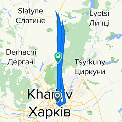 От Санжарівський провулок 15, Харків до Лісова вулиця 13, Харків