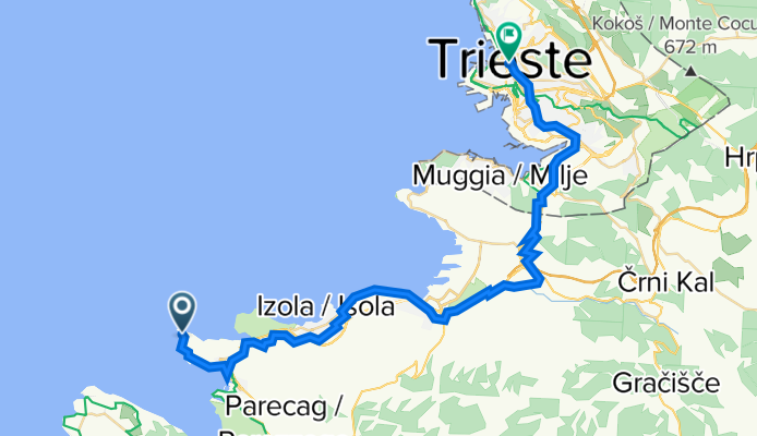 Trinkova ulica, Piran až Corso Italia 31–39, Trieste
