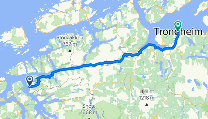 Halsa ferjekai to Kongens gate 7013, Trondheim