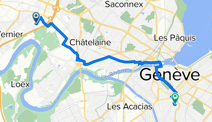 Chemin de Poussy 30, Vernier à Rue Gabrielle-Perret-Gentil 2–4, Genève