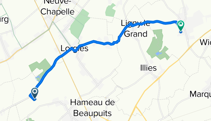 26 Rue de l'Étang, Violaines naar 19–25 Rue Madoue, Herlies