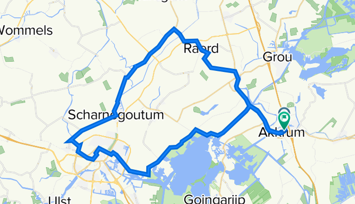 Dokter Idzerdastrjitte 3, Akkrum naar Folkert Kuipersstrjitte 15, Akkrum