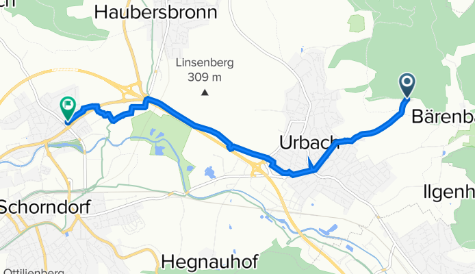 Urbach nach Konrad-Haußmann-Weg 36, Schorndorf