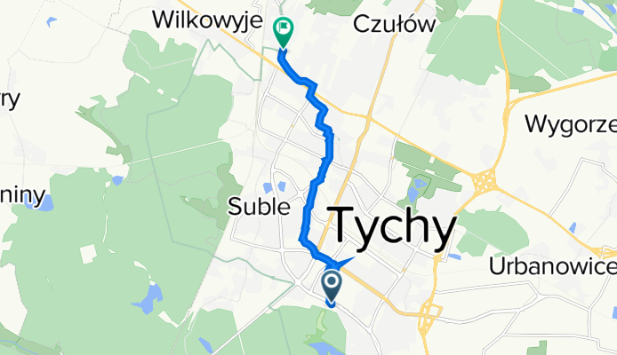 Władysława Sikorskiego 62A, Tychy do Mąkołowska 64, Tychy