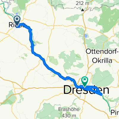 August-Bebel-Straße 2, Riesa nach Rudolf-Harbig-Weg, Dresden