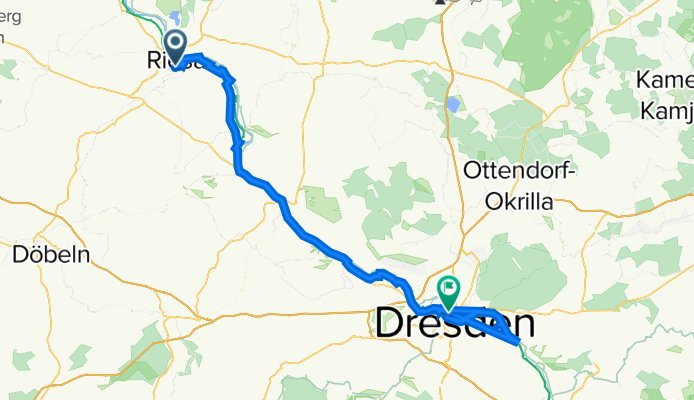 August-Bebel-Straße 2, Riesa nach Rudolf-Harbig-Weg, Dresden