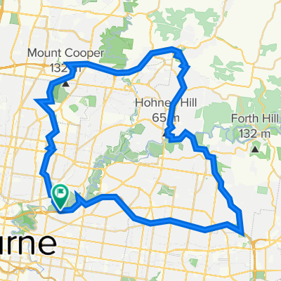 Koonung Creek(EastLink) - Mullum Mullum Creek - Yarra River- Diamond Creek - Western/Metropolitan Ring Road - Darebin Creek - Yarra River.