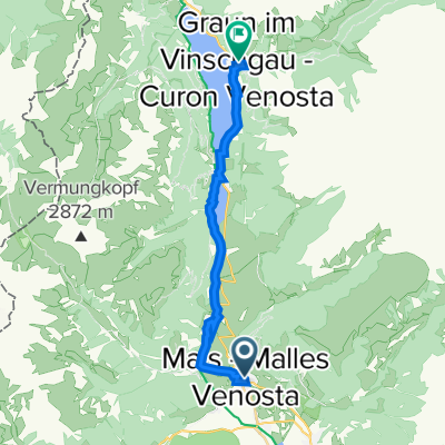 Bahnhofstraße 33, Mals nach Tschoggen Straße 3, Graun im Vinschgau